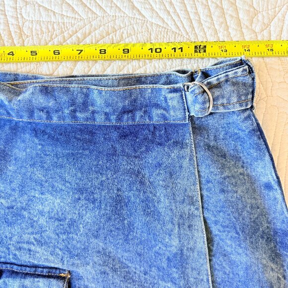 THE PEOPLE Vs. Acid Wash Denim Wrap Mini Skirt with Pockets | Size M | Retro Y2k - Picture 17 of 17